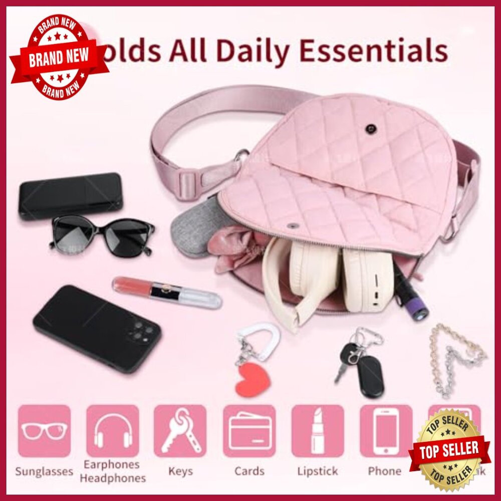 Medium Nylon Crescent Moon Shoulder Bag, Adjustable Strap, Foldable & Waterproof - Picture 3 of 7